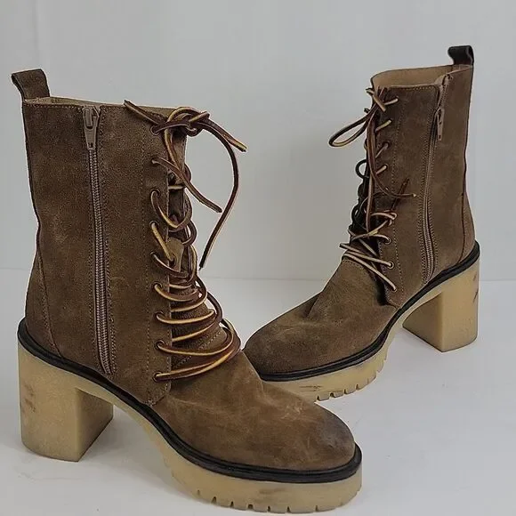 Free People Dylan Lace-Up Suede Leather Women's Boots